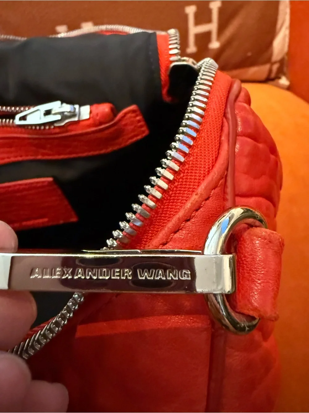 Alexander Wang Red Pebbled Leather Crossbody Satchel Rocky